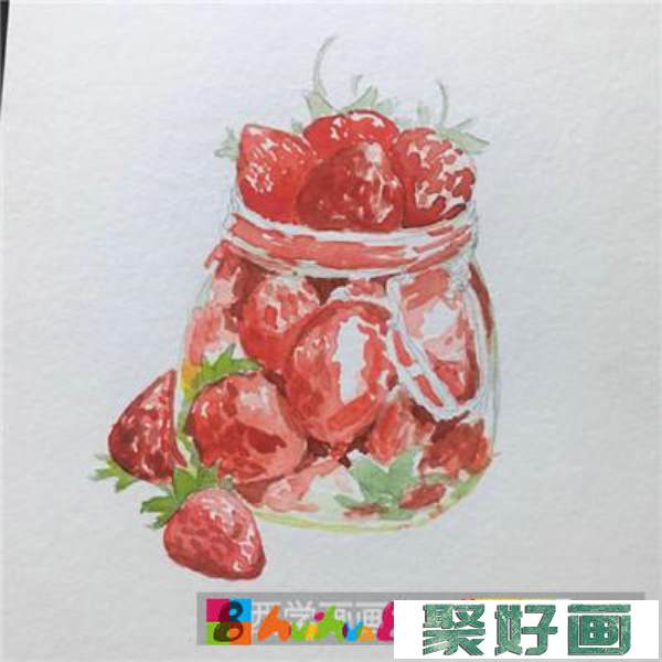 罐头草莓水彩