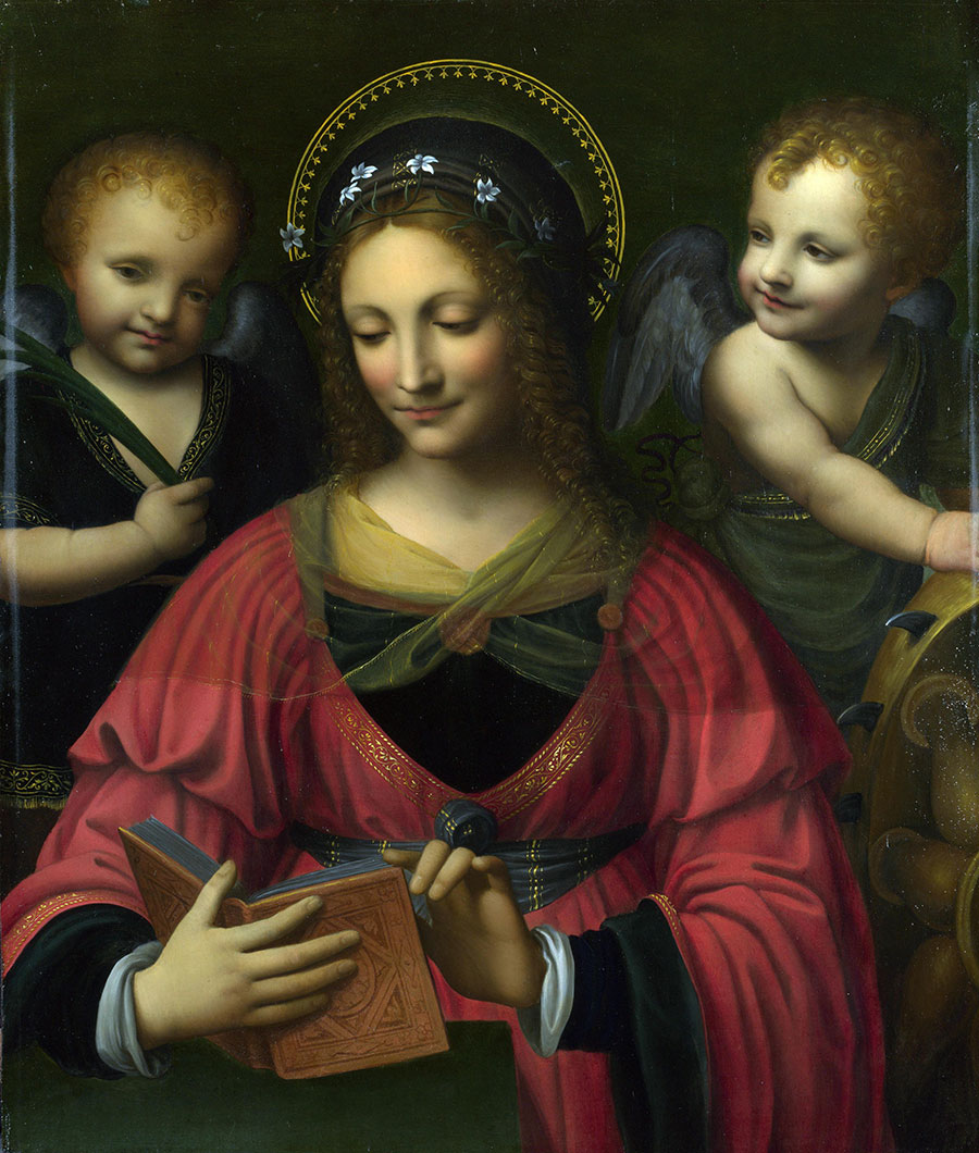 达芬奇作品: 圣母与天使在看圣经 高清大图欣赏