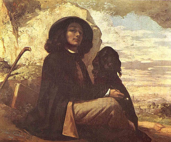 Self-Portrait with a Black Dog