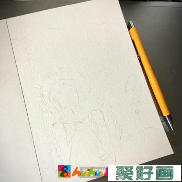 双麻花辫女孩水彩画