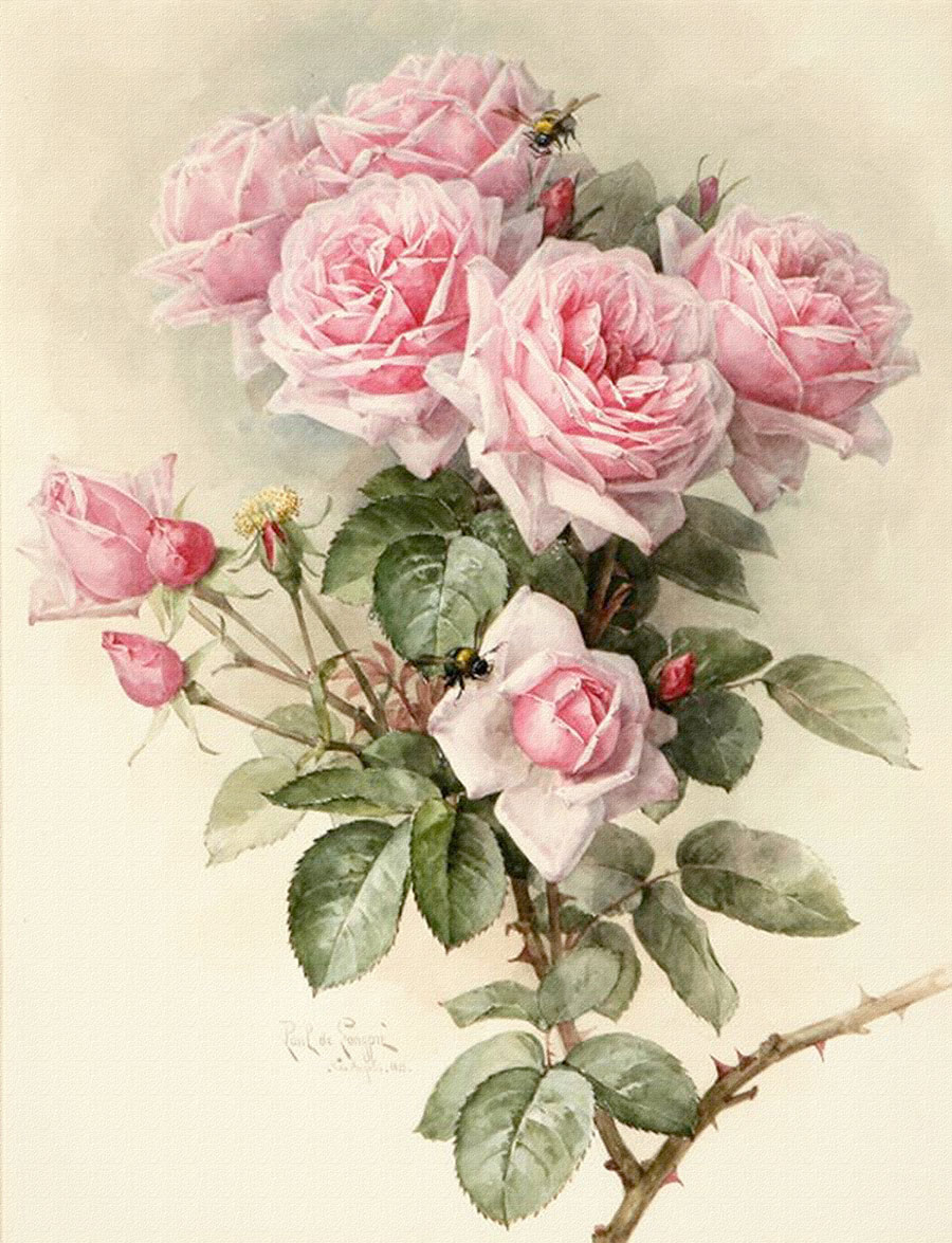 高清复古 玫瑰装饰画 高清素材下载