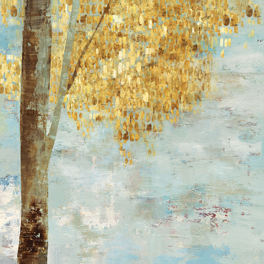 现代金箔发财树装饰画: 金色的树油画欣赏