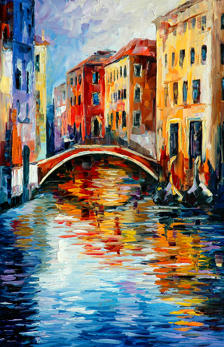 阿夫列莫夫高清油画,色彩缤纷的画: 威尼斯风景油画