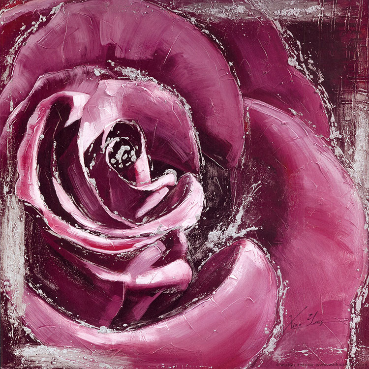 现代装饰性肌理油画: 大玫瑰花 B