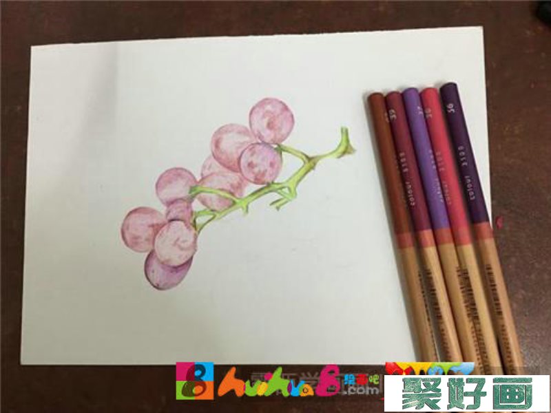 红提彩铅画