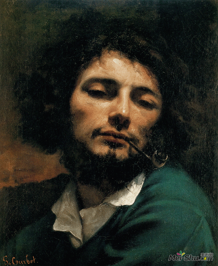 居斯塔夫·库尔贝Gustave Courbet作品 自画像《抽烟斗的人》