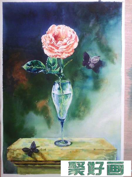 水彩临摹油画玫瑰静物绘画步骤过程 - 绘画吧12