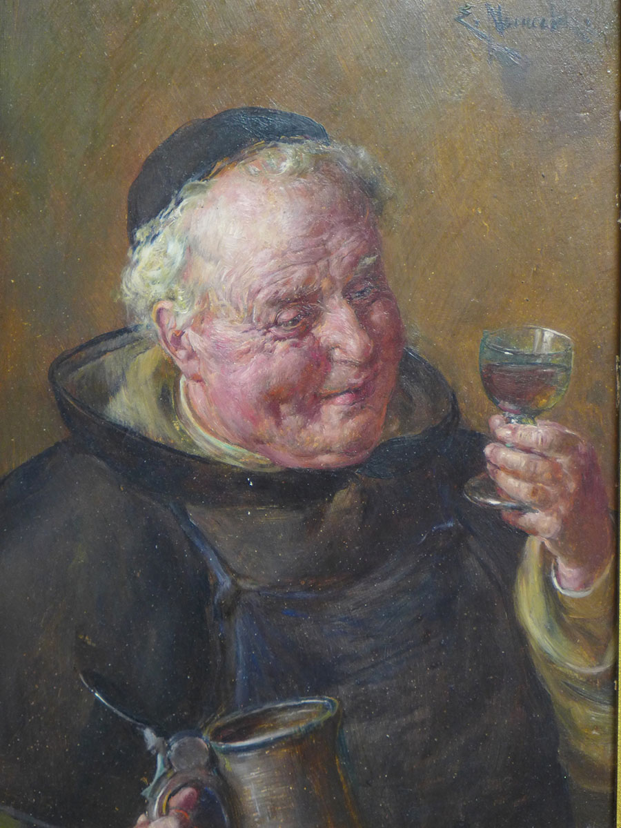 恩斯特·诺瓦克（Ernst Nowak）检查葡萄酒的僧侣(修士)
