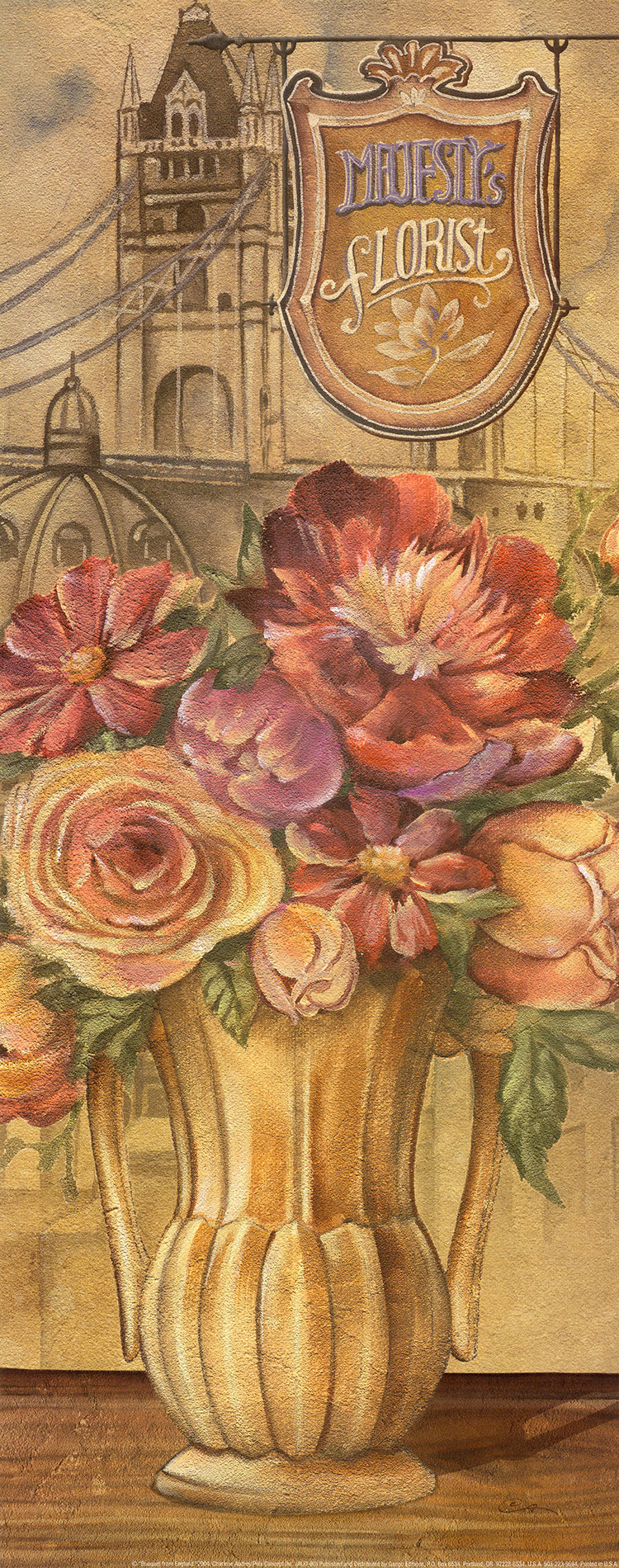 竖幅花卉装饰画素材: 高清欧式窗台花盆装饰画下载 C