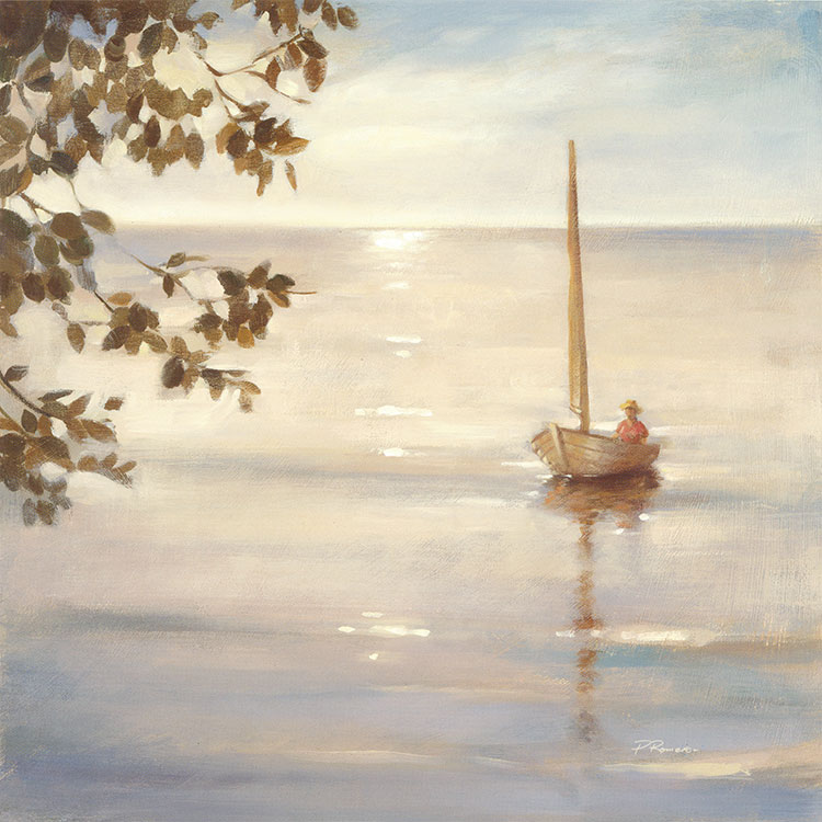 欧式四联海边风景油画素材:  海滩油画 芦苇油画 A