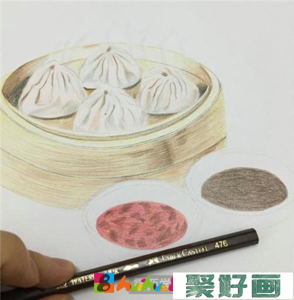 小笼包彩铅画