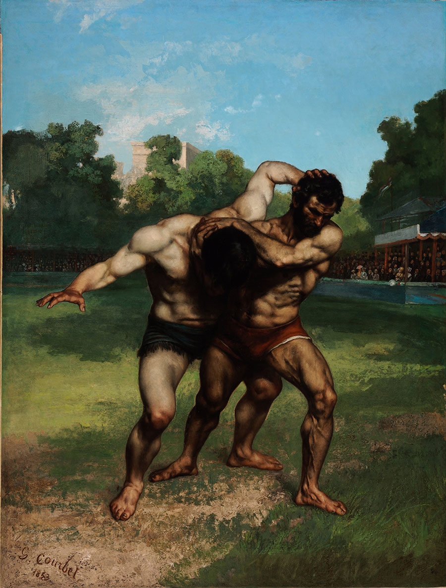 库尔贝作品: 摔跤运动员 The Wrestlers