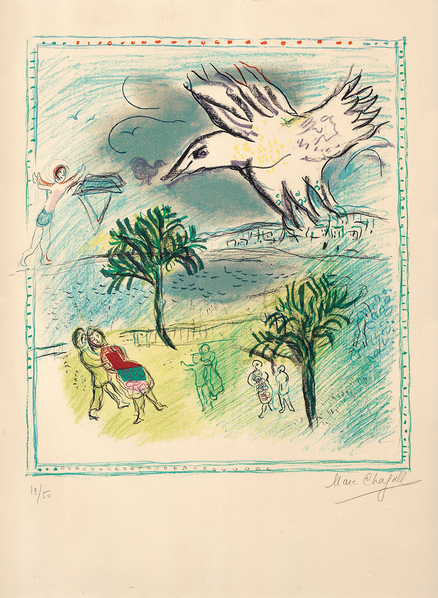 夏加尔作品:  飞翔的和平鸽  高清油画大图赏析
