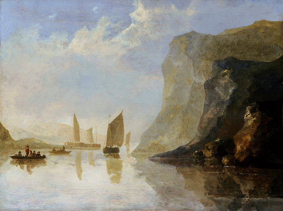 阿尔伯特·库普作品: 河中帆船油画欣赏