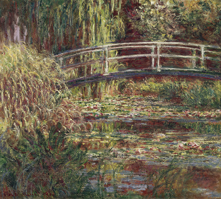莫奈作品 莫奈日本桥 池塘睡链，玫瑰交响曲 高清油画下