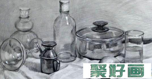 <a href=../zhonglei/sumiaohua/ target=_blank class=infotextkey>素描</a>入门：素描一堆玻璃质地器皿