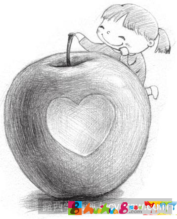 素描画苹果