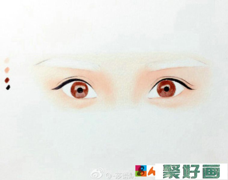 一双水汪汪有神的女性眼睛的彩铅画绘画教程图解详解 精美眼睛彩铅画法_www.youyix.com