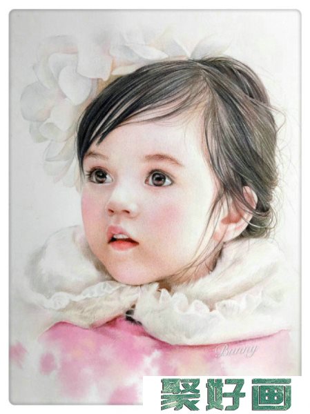 可爱粉嘟嘟的小女孩头像彩铅画教程图片 精美逼真的小女孩彩铅画肖像_www.youyix.com