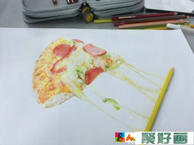 披萨彩铅画图片 披萨彩铅手绘教程 披萨彩铅怎么画 披萨彩铅画法_www.youyix.com
