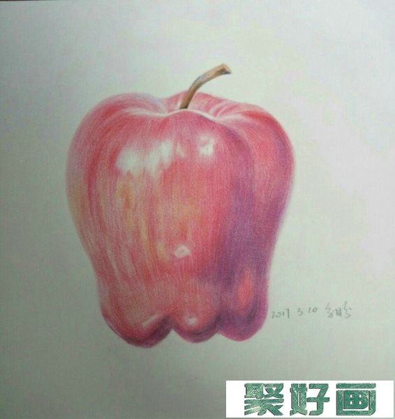 苹果蛇果的彩铅画手绘教程图片 好看逼真的蛇果怎么画 写实苹果的画法_www.youyix.com