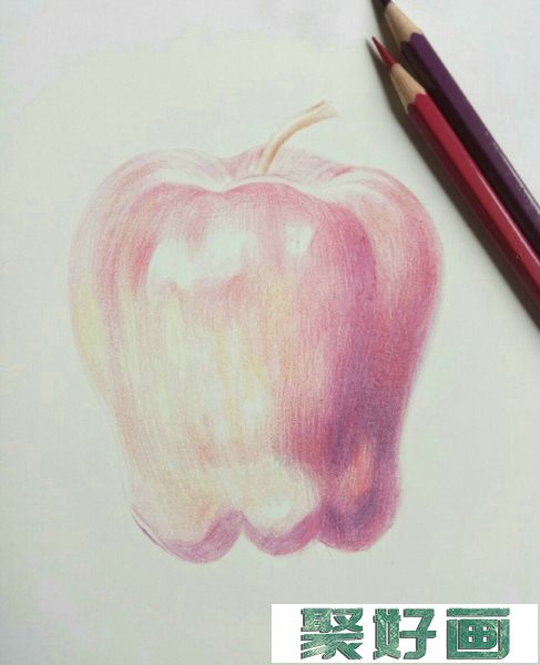 苹果蛇果的彩铅画手绘教程图片 好看逼真的蛇果怎么画 写实苹果的画法_www.youyix.com