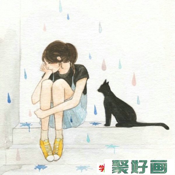 治愈系漂亮女生唯美插画作品 彩铅水彩画小清新纯情女生_www.youyix.com