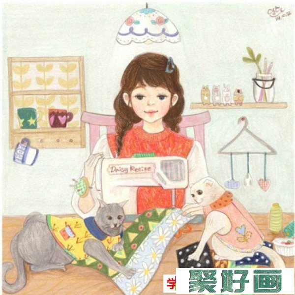 治愈系漂亮女生唯美插画作品 彩铅水彩画小清新纯情女生_www.youyix.com