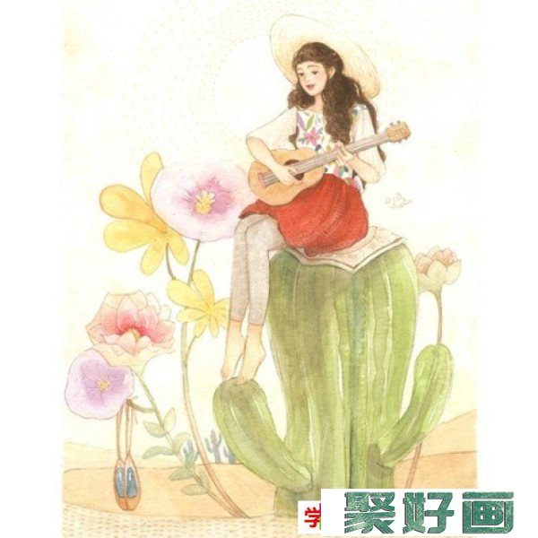 治愈系漂亮女生唯美插画作品 彩铅水彩画小清新纯情女生_www.youyix.com