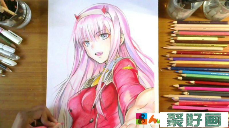 【视频】可爱长发动漫女生彩铅动漫插画手绘视频教程 darling02画法教程_www.youyix.com