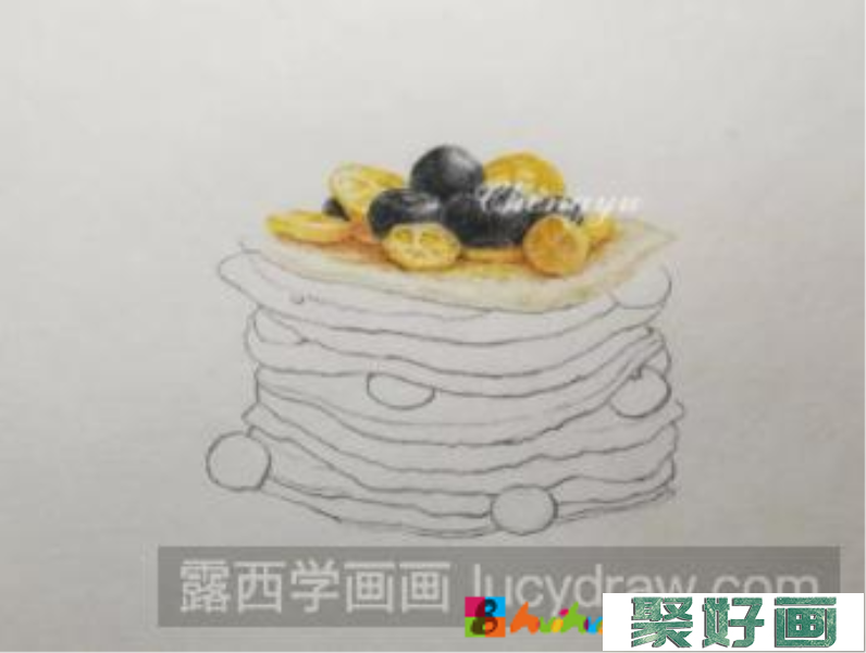蓝莓金桔松饼的画法