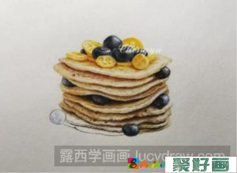 蓝莓金桔松饼的画法