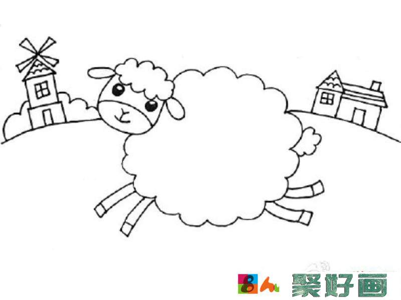 可爱小羊羔儿童画教程步骤图片彩色 可爱的羊咩咩儿童画画法 羊咩咩怎么画_www.youyix.com