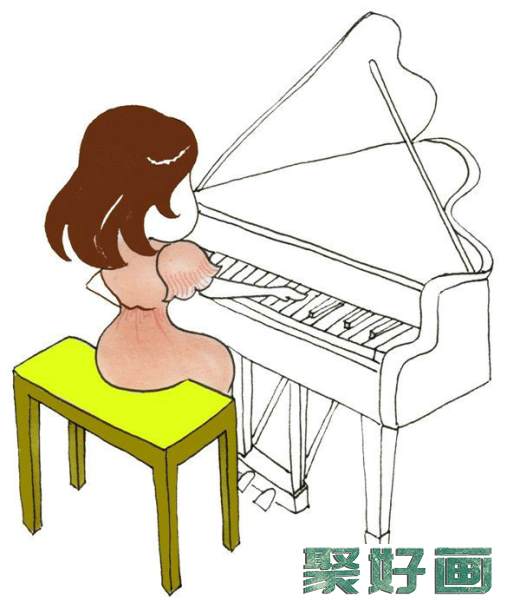 卡通钢琴家上色