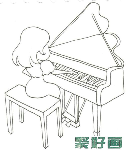 卡通钢琴家弹钢琴