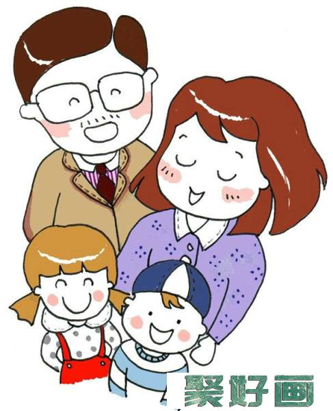 卡通一家人儿童画图片