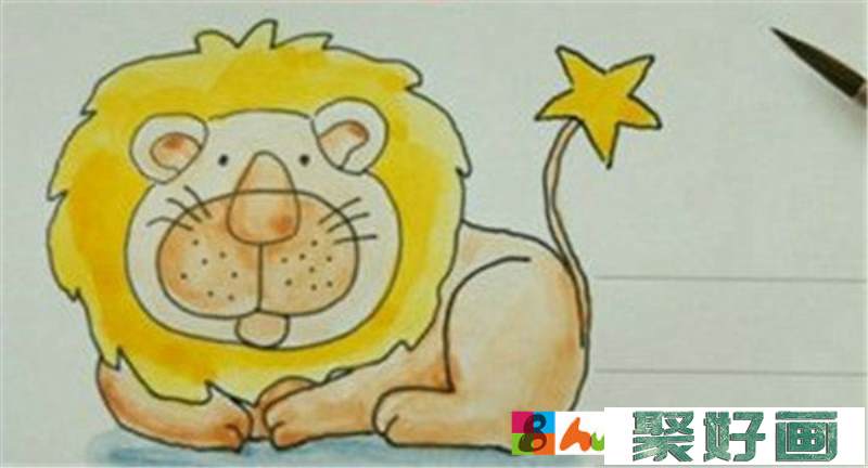 狮子儿童水彩画步骤图教程