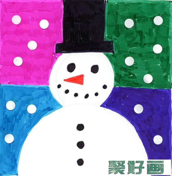怎么用水彩画冬天雪人儿童画