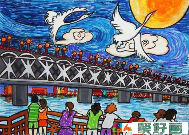 南京长江大桥儿童画_简单的幼儿长江大桥怎么画