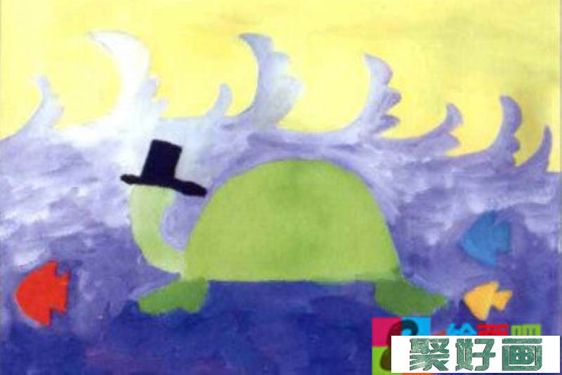 小乌龟水粉儿童画步骤2