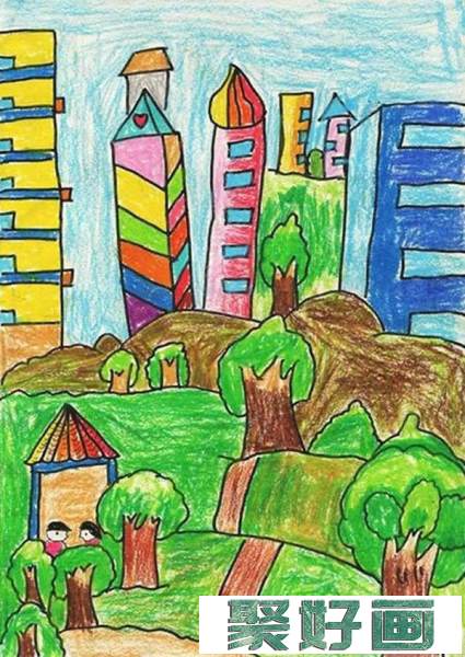 我的美丽绿色家园儿童画作品欣赏