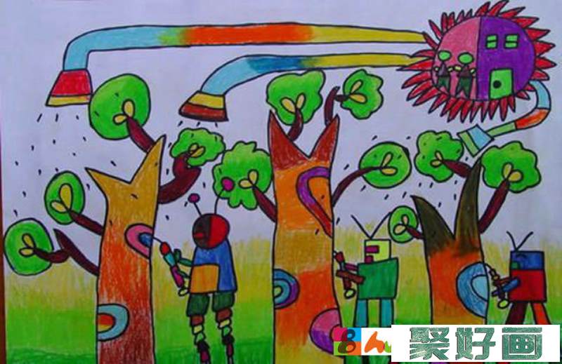 保护森林儿童画获奖作品欣赏