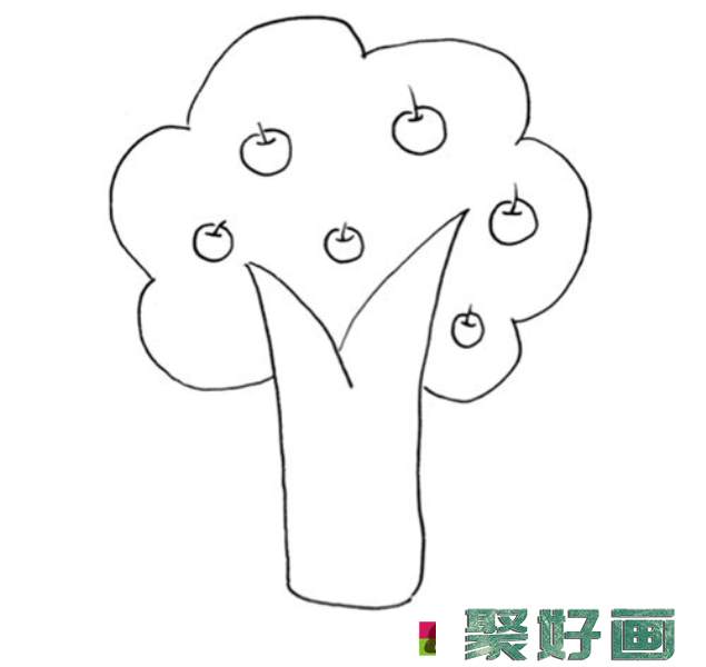 儿童画苹果树的步骤图