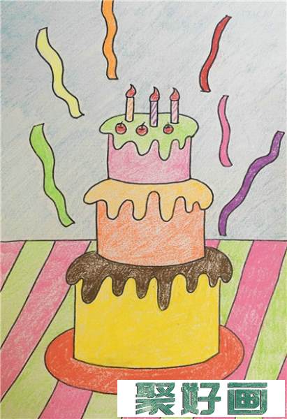 儿童画生日蛋糕怎么画