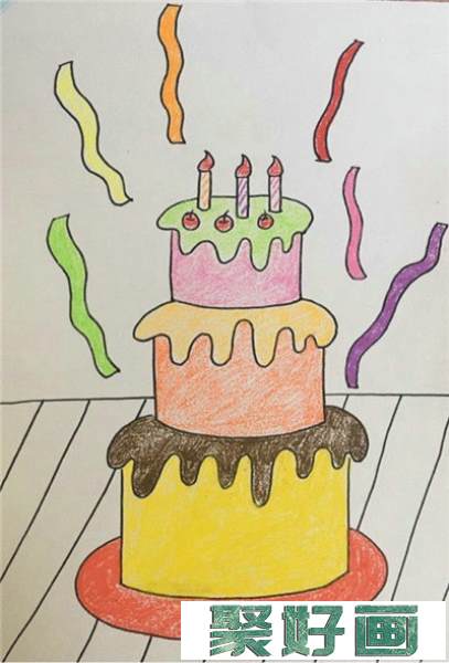 儿童画生日蛋糕怎么画