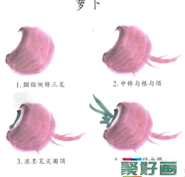 儿童学中国画笔法入门：萝卜的画法