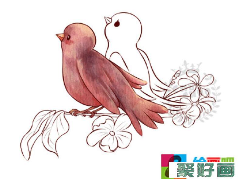 儿童色彩画小鸟的画法