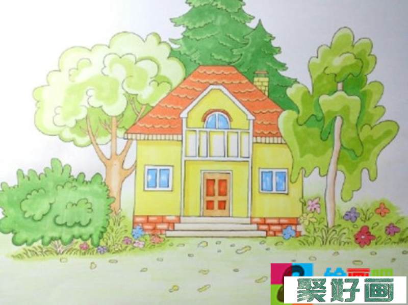 儿童画漂亮的房子步骤图