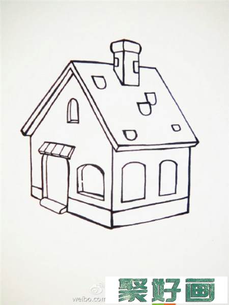 儿童画房子步骤图