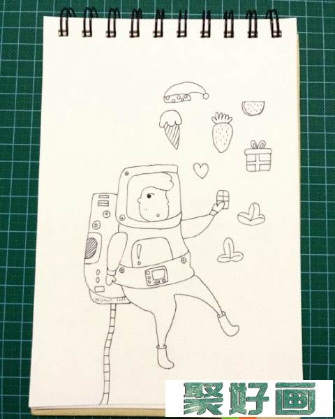 儿童画宇航员步骤图